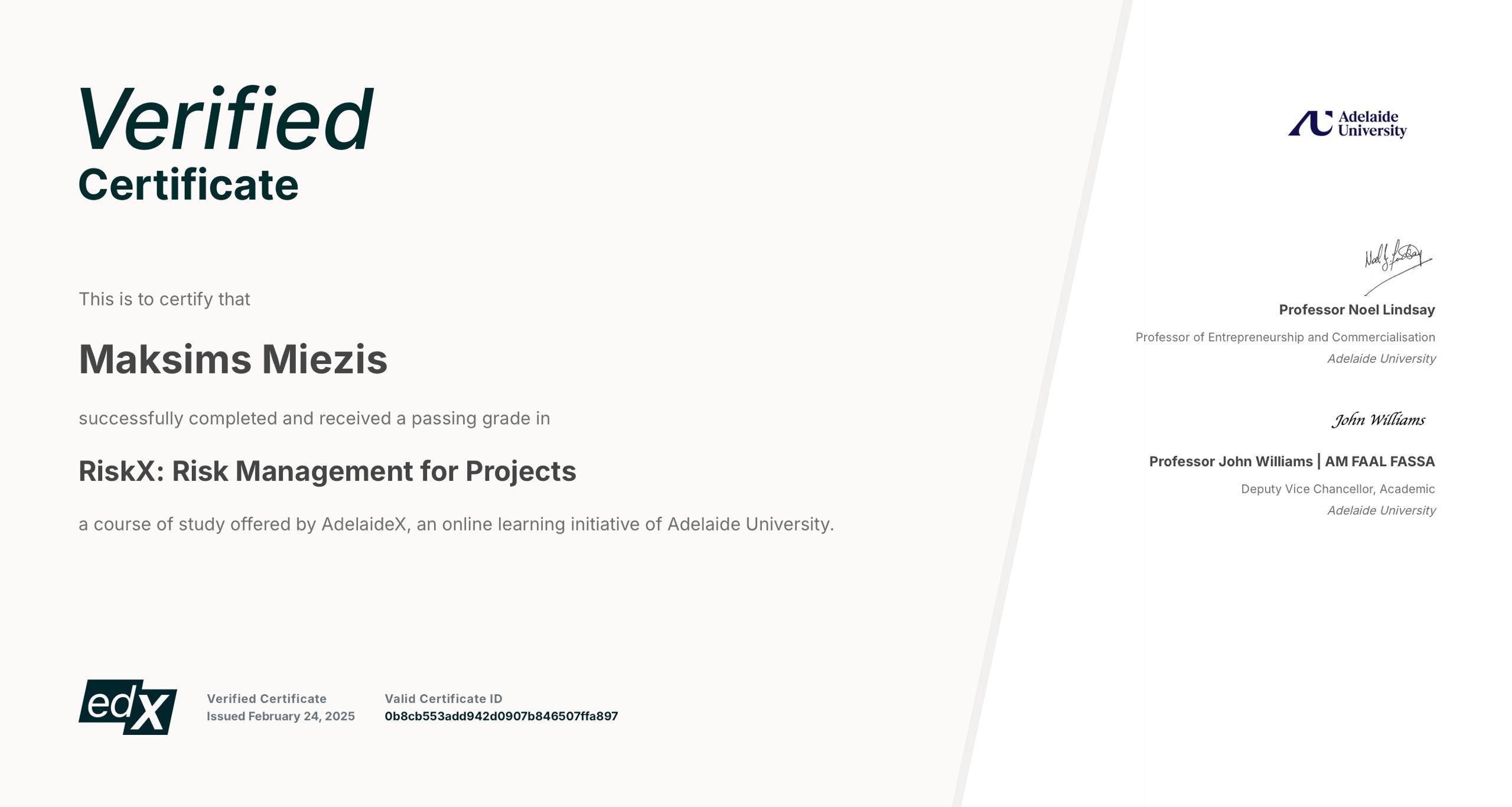 edX certificate